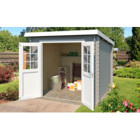 Abri de jardin en bois LASITA INDI 230 - 5,04m² (28mm) - GRIS CLAIR