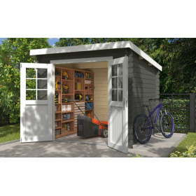 Abri de jardin en bois LASITA INDI 230 - 5,04m² (28mm) - GRIS VERT