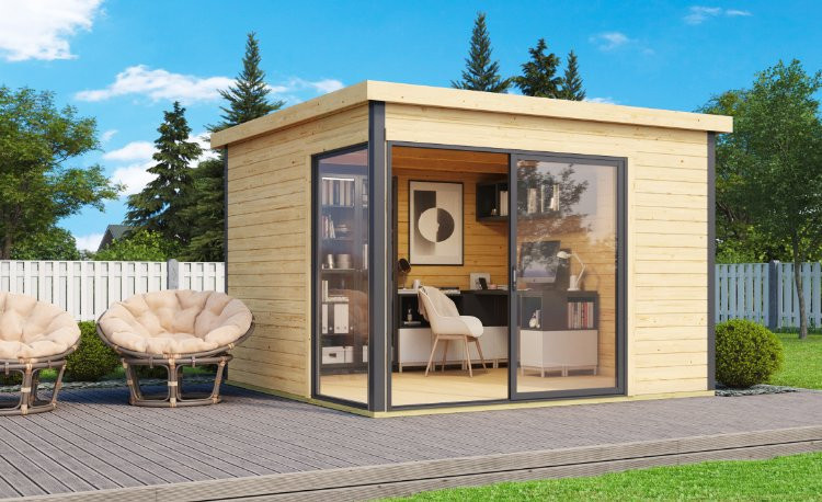 Abri de jardin en bois LASITA Domeo 1 – 8,48 m² – 44 mm – Finition Naturelle