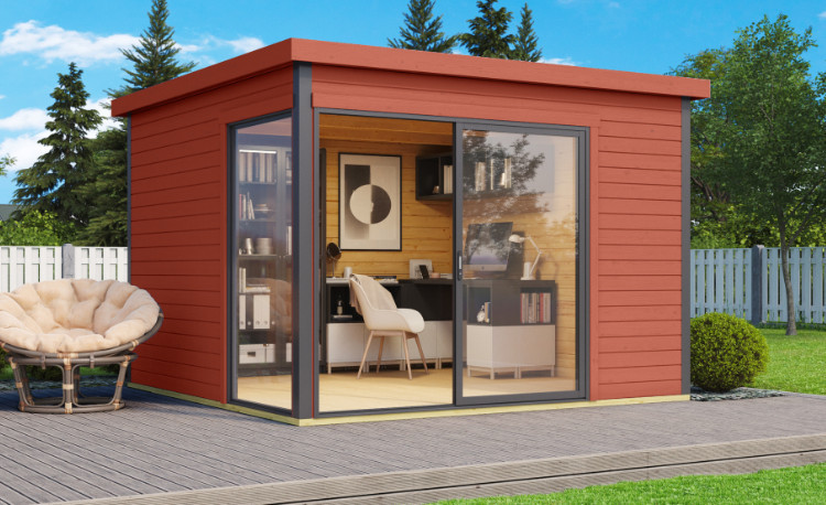 Abri de jardin en bois LASITA Domeo 1 – 8,48 m² – 44 mm – Rouge Suédois