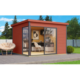 Abri de jardin en bois LASITA Domeo 1 – 8,48 m² – 44 mm – Rouge Suédois