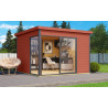 Abri de jardin en bois LASITA Domeo 1 – 8,48 m² – 44 mm – Rouge Suédois