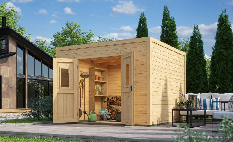 Abri de jardin en bois LASITA FELIX 3 - 8,67 m² (28 mm) Finition NATURELLE