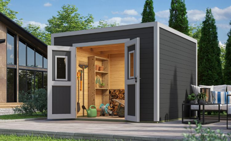 Abri de jardin en bois LASITA FELIX 3 - 8.67m² (28mm) - GRIS ANTHRACITE