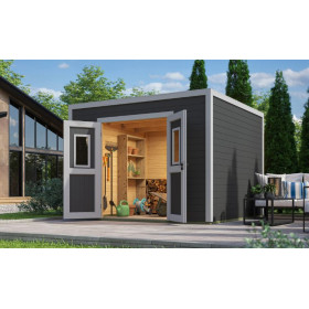 Abri de jardin en bois LASITA FELIX 3 - 8.67m² (28mm) - GRIS ANTHRACITE