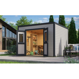 Abri de jardin en bois LASITA FELIX 3 - 8.67m² (28mm) - GRIS CLAIR