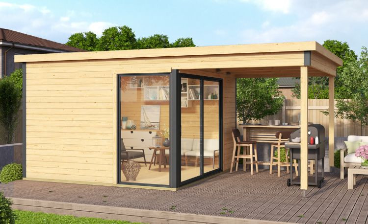 Abri de jardin en bois LASITA Domeo 2 – 14,30 m² – 44 mm – Finition Naturelle