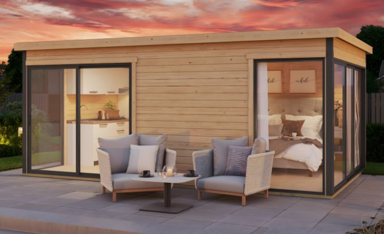 Abri de jardin en bois LASITA Domeo 3 – 15,67 m² – 44 mm – Finition Naturelle