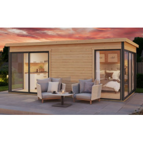 Abri de jardin en bois LASITA Domeo 3 – 15,67 m² – 44 mm – Finition Naturelle