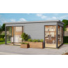 Abri de jardin en bois LASITA Domeo 3 – 15,67 m² – 44 mm – Gris Clair