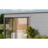 Abri de jardin en bois LASITA Domeo 3 – 15,67 m² – 44 mm – Gris Clair