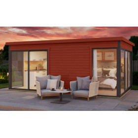 Abri de jardin en bois LASITA Domeo 3 – 15,67 m² – 44 mm – Rouge Suédois
