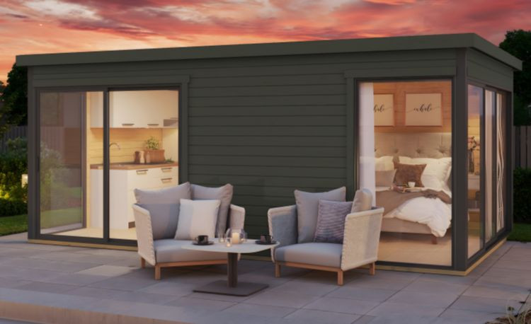 Abri de jardin en bois LASITA Domeo 3 – 15,67 m² – 44 mm – Gris Vert