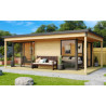 Abri de jardin en bois LASITA Domeo 3 Loggia – 22,80 m² – 44 mm – Finition Naturelle