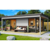 Abri de jardin en bois LASITA Domeo 3 Loggia – 22,80 m² – 44 mm – Gris Clair