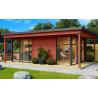 Abri de jardin en bois LASITA Domeo 3 Loggia – 22,80 m² – 44 mm – Rouge Suédois