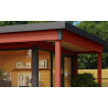 Abri de jardin en bois LASITA Domeo 3 Loggia – 22,80 m² – 44 mm – Rouge Suédois