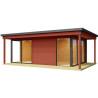 Abri de jardin en bois LASITA Domeo 3 Loggia – 22,80 m² – 44 mm – Rouge Suédois