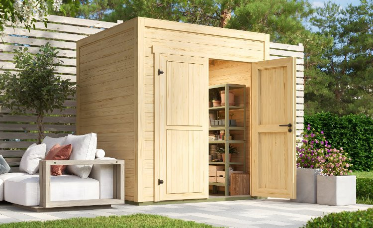 Abri de jardin en bois LASITA FYNN 1 - 3.78m²  (28mm) - Finition NATURELLE