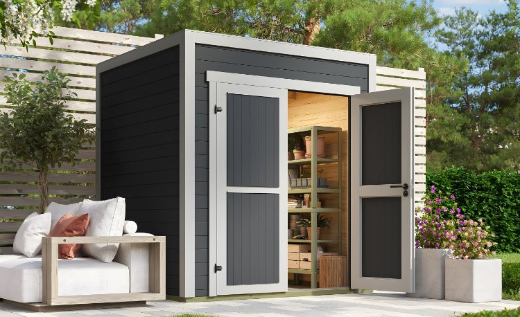 Abri de jardin en bois LASITA FYNN 1 - 3.78 m²  (28mm) - GRIS ANTHRACITE