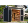 Abri de jardin en bois LASITA FYNN 1,5 - 4.75m²  (28 mm) - GRIS ANTHRACITE.