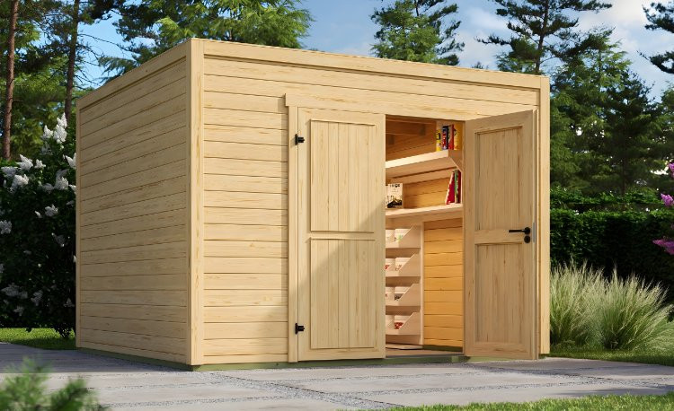 Abri de jardin en bois LASITA FYNN 3 - 8,67 m² (28 mm) Finition NATURELLE