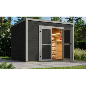 Abri de jardin en bois LASITA FYNN 3 - 8,67 m² (28 mm) GRIS ANTRACITE