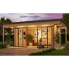 Abri de jardin en bois LASITA Domeo 4 Loggia – 22,38 m² – 44 mm – Finition Naturelle