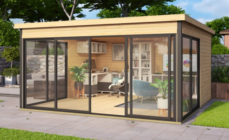 Abri de jardin en bois LASITA Domeo 5 – 16,74 m² – 44 mm – Finition Naturelle