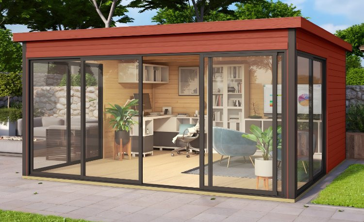 Abri de jardin en bois LASITA Domeo 5 – 16,74 m² – 44 mm – Rouge Suédois