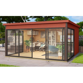 Abri de jardin en bois LASITA Domeo 5 – 16,74 m² – 44 mm – Rouge Suédois