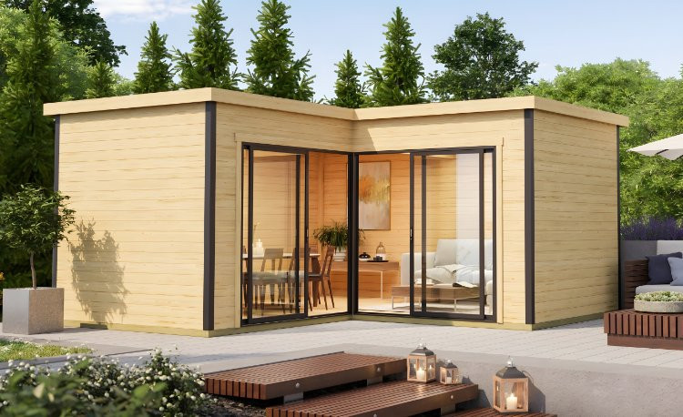 Abri de jardin en bois LASITA Domeo 6 – 17,90 m² – 44 mm – Finition Naturelle