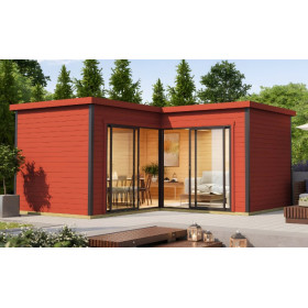 Abri de jardin en bois LASITA Domeo 6 – 17,90 m² – 44 mm – Rouge Suédois