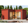 Abri de jardin en bois LASITA Domeo 6 – 17,90 m² – 44 mm – Rouge Suédois