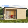 Abri de jardin en bois LASITA Domeo 6 Loggia – 23,82 m² – 44 mm – Finition Naturelle