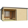 Abri de jardin en bois LASITA Domeo 6 Loggia – 23,82 m² – 44 mm – Finition Naturelle