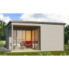 Abri de jardin en bois LASITA Domeo 6 Loggia – 23,82 m² – 44 mm – Gris Clair
