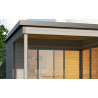 Abri de jardin en bois LASITA Domeo 6 Loggia – 23,82 m² – 44 mm – Gris Clair