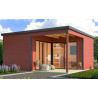 Abri de jardin en bois LASITA Domeo 6 Loggia – 23,82 m² – 44 mm – Rouge Suédois