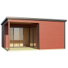 Abri de jardin en bois LASITA Domeo 6 Loggia – 23,82 m² – 44 mm – Rouge Suédois
