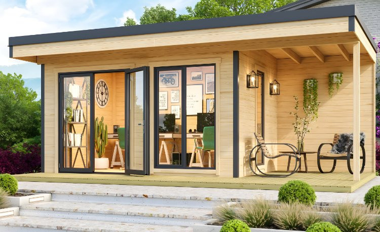 Abri de jardin en bois LASITA Domeo 7 – 11,39 m² – 44 mm – Finition Naturelle