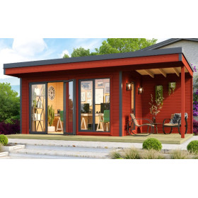 Abri de jardin en bois LASITA Domeo 7 – 11,39 m² – 44 mm – Rouge Suédois
