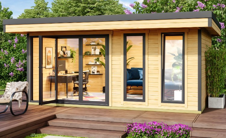 Abri de jardin en bois LASITA Domeo 8 – 19,22 m² – 44 mm – Finition Naturelle