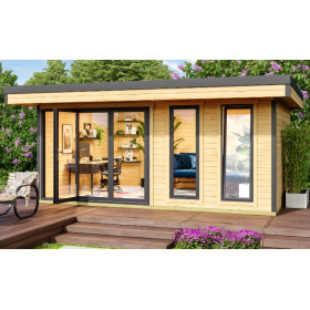 Abri de jardin en bois LASITA Domeo 8 – 19,22 m² – 44 mm – Finition Naturelle