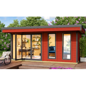 Abri de jardin en bois LASITA Domeo 8 – 19,22 m² – 44 mm – Rouge Suédois
