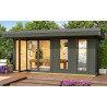 Abri de jardin en bois LASITA Domeo 8 – 19,22 m² – 44 mm – Gris Vert