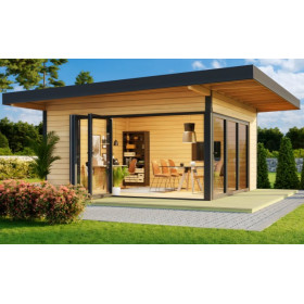 Abri de jardin en bois LASITA Domeo 9 – 19,01 m² – 44 mm – Finition Naturelle