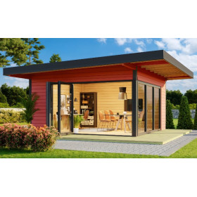 Abri de jardin en bois LASITA Domeo 9 – 19,01 m² – 44 mm – Rouge Suédois