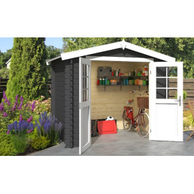 Abri de jardin en bois LASITA INGO 175 - 3.80m² (28mm)  GRIS ANTHRACTITE