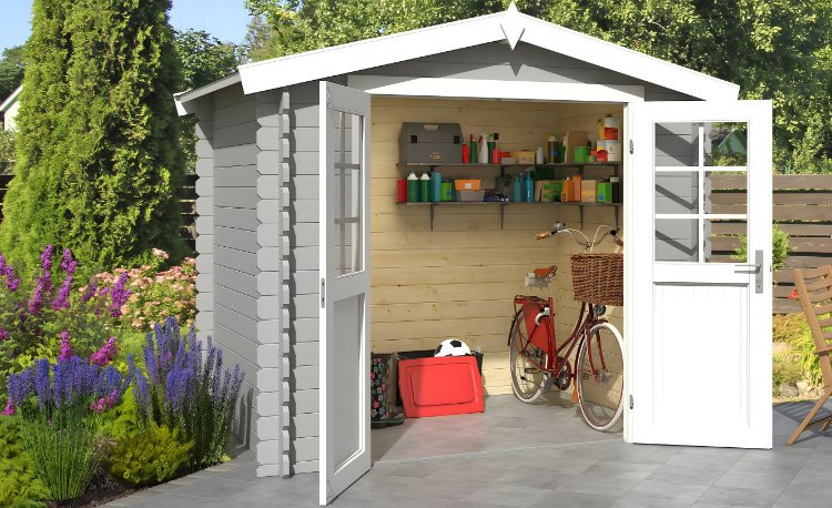 Abri de jardin en bois LASITA INGO 175 - 3.80m² (28mm)  GRIS CLAIR